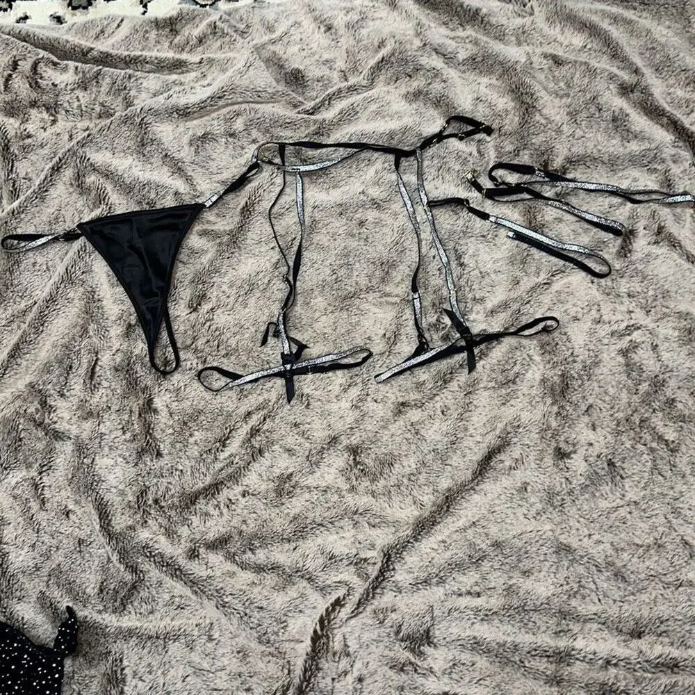 Fascinating Nights Lingerie Silver Glitter Detail | Sz S